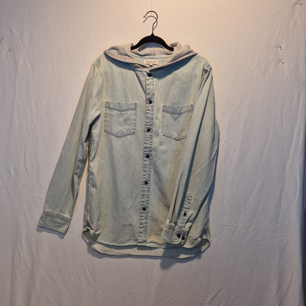 PacSun Denim Mens Med Hoodie Shacket  Casual Laid-Back Streetwear Relaxed